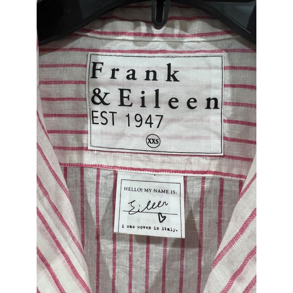 NEW FRANK & EILEEN EILEEN RELAXED BUTTON-UP SHIRT IN PINK STRIPE LINEN - Picture 9 of 10